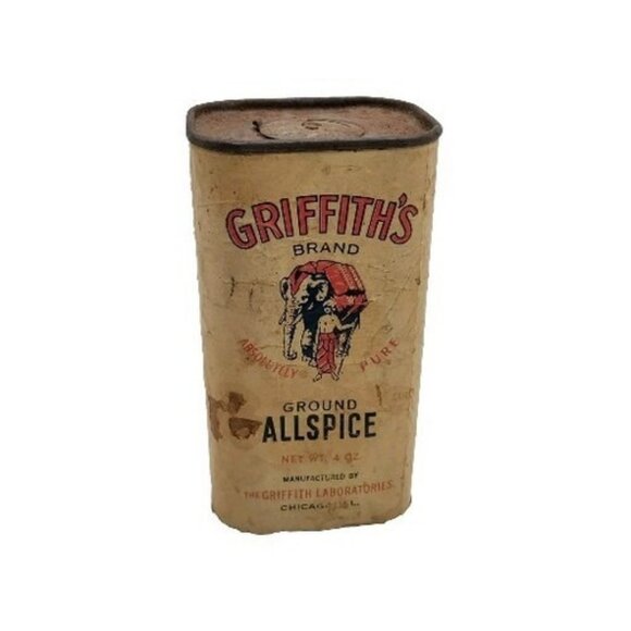 Vintage Griffith's Spice Tin Ground Allspice Elephant Chicago - Picture 1 of 15